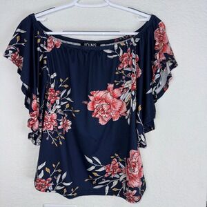 Floral Print Off Shoulder Top Ruffle Short Sleeve‎ Blouse Elegant